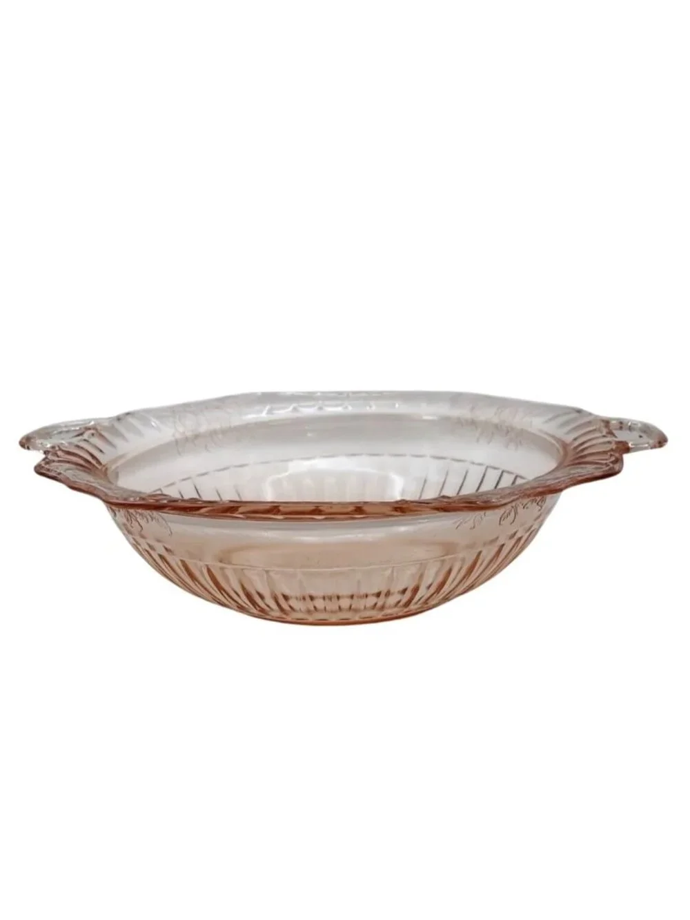 Hocking Glass Mayfair Open Rose Pink Depression 2 Handle Serving Bowl Vintage